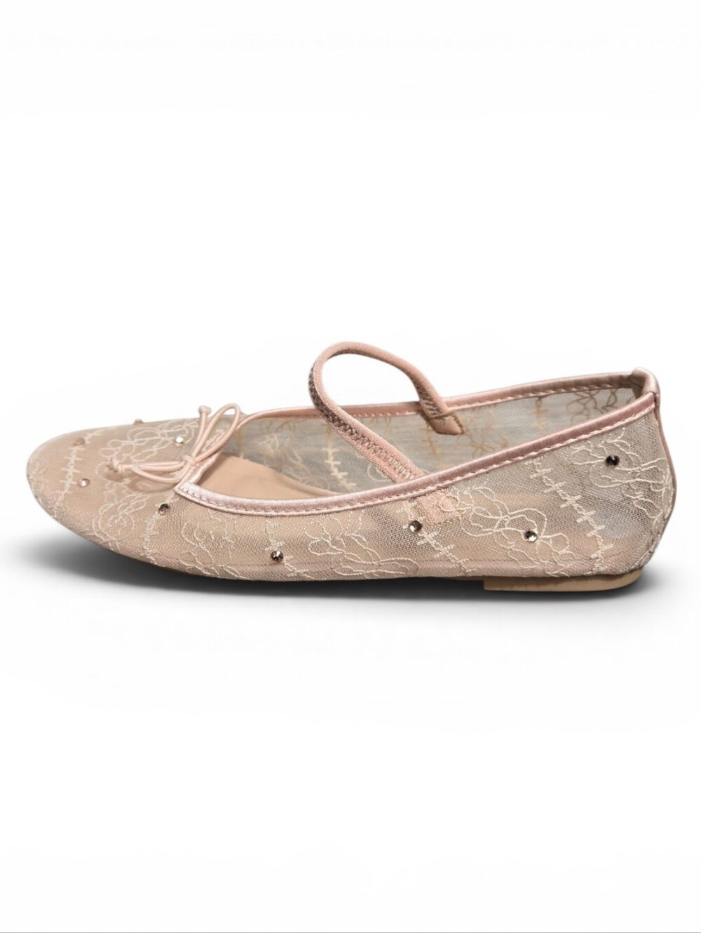 Madden Girl Women's Lace Ballet Flat with Bow - Blush Pink